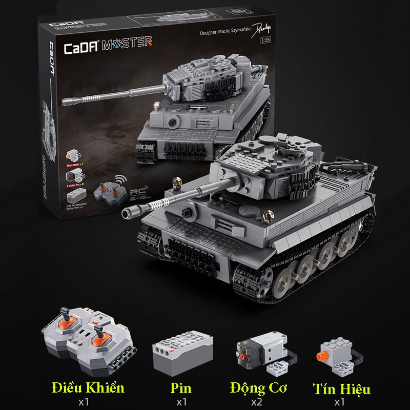Đồ Chơi Lắp Ráp Kiểu LEGO Mô Hình Xe Tăng Thiết Giáp Tiger TANK Điều Khiển Từ Xa CaDa C61071 Với 925 PCS