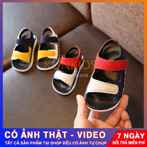 🔴 Dép sandal da bé trai dép quai hậu da hàn quốc xăng đan trẻ em nam đi chơi đi học từ 2-3-4-5-6-7 tuổi