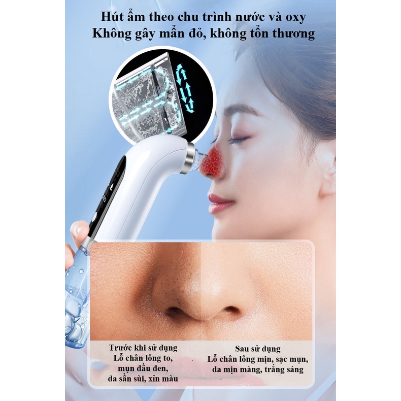 Máy hút mụn kiêm xịt khoáng,3 chế độ,hút mụn, khử khuẩn, căng mịn da, mát xa mặt, không gây mẩn đỏ tổn thưng