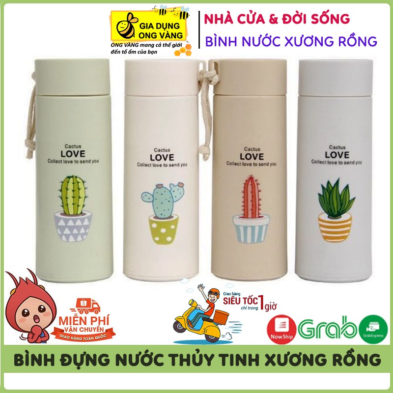 Bình Đựng Nước Giữ Nhiệt Xương Rồng 2 Lớp Thủy Tinh Dung Tích 450ml, Nhiều Màu Sắc | WebRaoVat - webraovat.net.vn