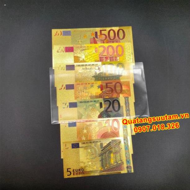 Trọn Bộ Tờ EURO Mạ Vàng Sang Chảnh Plastic 7 TỜ - Từ 5 - 500 EURO