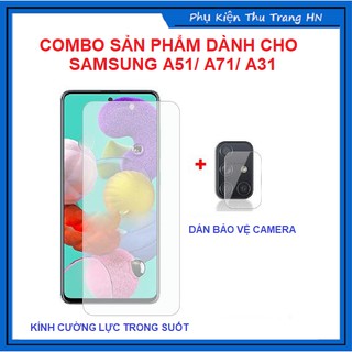 Combo Samsung A53 A73 A51/ A71/ A31 Cường lực trong suốt không full màn hình + dán bảo vệ camera chống trầy xước bụi bẩn