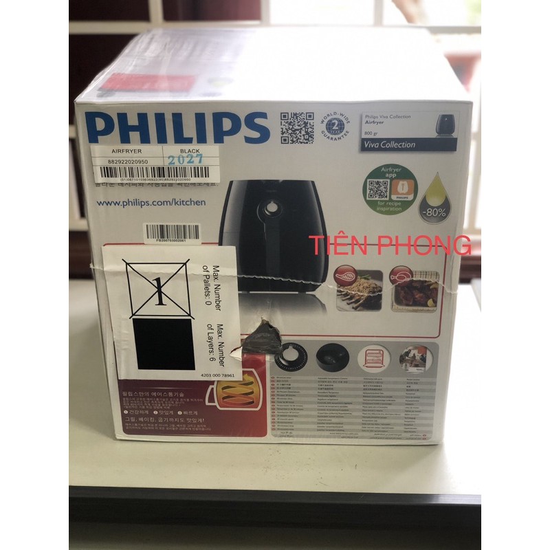 Nồi chiên Không Dầu Philips HD9220/20 màu đen - Hàng nhập khẩu