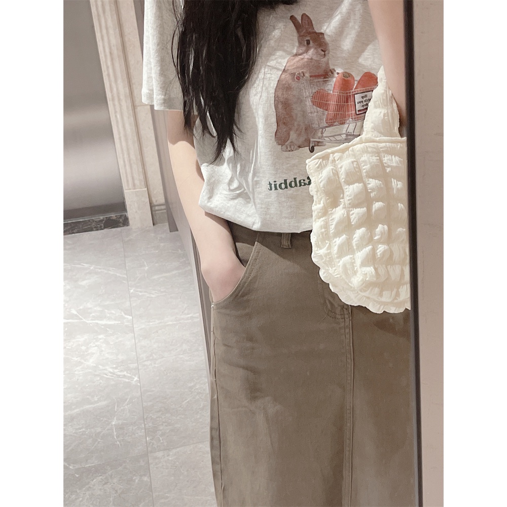 Áo Thun Tay Ngắn Cổ Tròn Dáng Rộng In Họa Tiết Hoạt Hình Thời Trang Cho Nữ