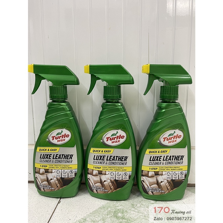 (HCM)Chai xịt chuyên dùng đánh bóng , dưỡng da xe ô tô Turtle Wax Luxe Leather Cleaner &amp; Conditioner 473ML Hàng USA 100%