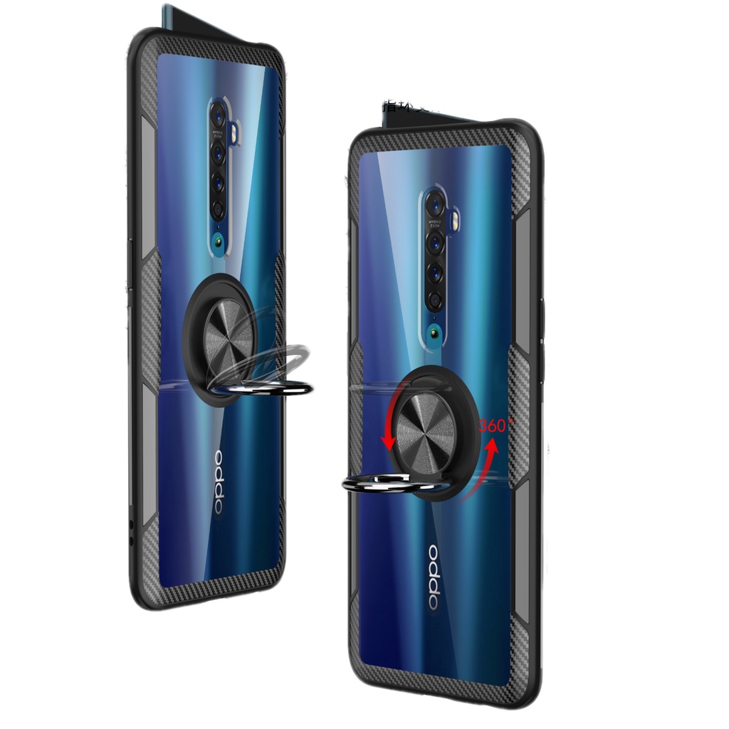 Ốp lưng Reno 10x Zoom giá đỡ lưng trong viền màu chống sốc kiêm nhẫn hút trên ô tô