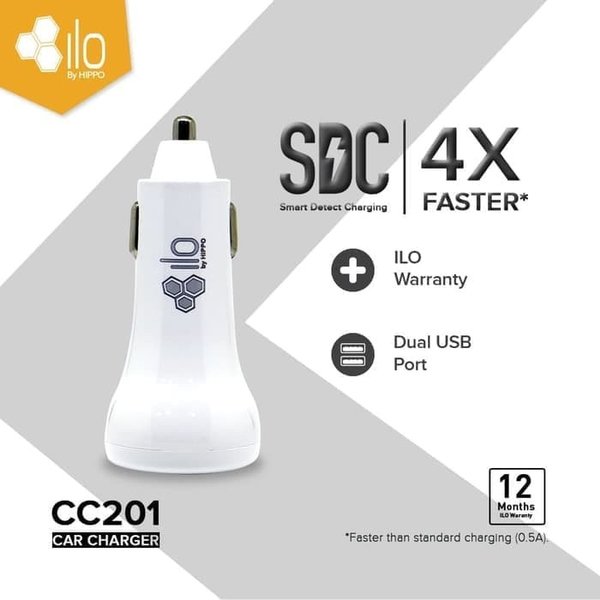 Bộ Sạc Xe Hơi 2 Cổng Usb Ilo Cc201 Hình Hà Mã