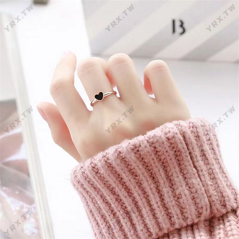 Nhẫn Titan Màu Vàng Hồng Hình Trái Tim Ngôi Sao Năm Cánh Thời Trang Cho Nữ
