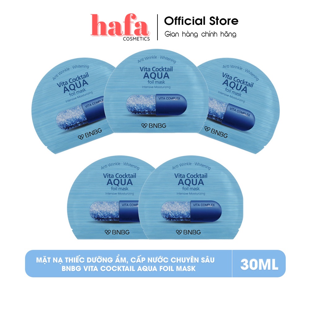 Combo 5 Mặt nạ lá nguyên khối dưỡng da ẩm mượt BNBG Vita Cocktail Aqua Foil Mask - Moisturizing.màu 