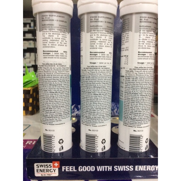 Viên sủi dr.frei magnesium + B complex ống 20v