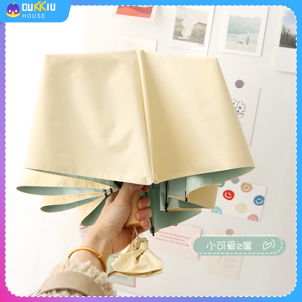 Ô dù che nắng đi mưaÔ gấp gọn ( Có Sẵn ) phủ lớp chống tia UV màu pastel Phong Cách Retro Mùa Hè siêu xinh