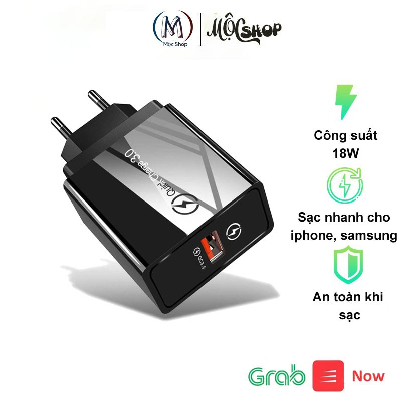 Củ sạc nhanh cho iphone ipad xiaomi samsung oppo chính hãng 3A\24w quick charge 3.0 chống cháy nổ bảo hành 6 tháng QT