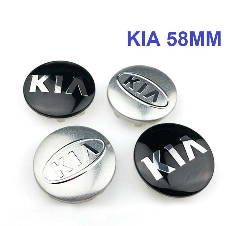 Logo chụp mâm, ốp lazang bánh xe ô tô Kia, đường kính ngoài 58MM, đường kính trong 53mm