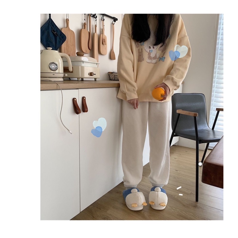 Dép bông cute đế xốp chống trơn đi được cả ngoài đường hàng sẵn