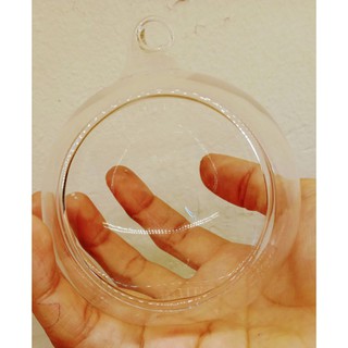 Khối cầu thủy tinh trong đựng Nến, Tiểu cảnh TẶNG 1 MÉT DÂY THỪNG & 1 Nến Tealight