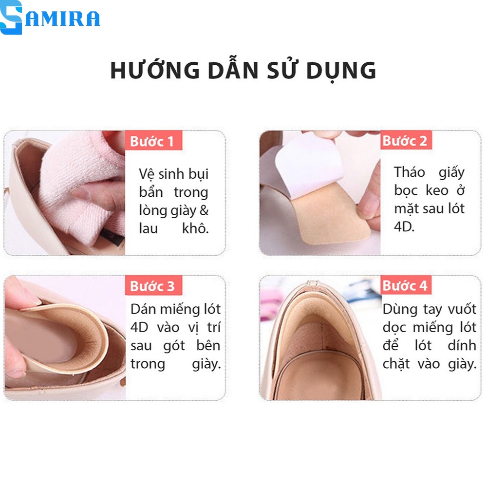 Cặp lót giày bảo vệ gót chân 4D cao cấp giảm đau giảm size chống tuột gót phù hợp mọi kiểu giày nam nữ SA7