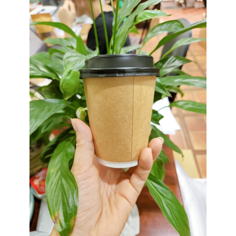 50 cái cốc giấy 2 LỚP màu nâu size 250ml cực dầy , đựng cafe nóng