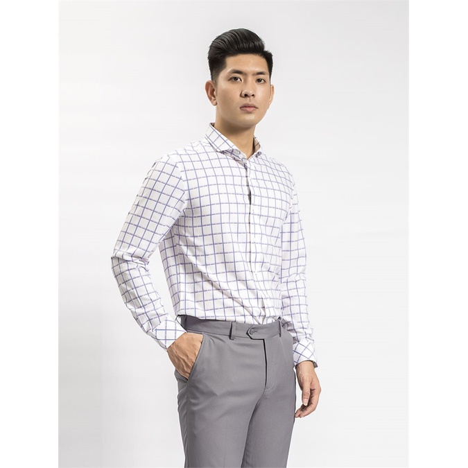 Áo sơ mi dài tay Aristino cổ độc đáo gọn gàng, sợi tre kháng khuẩn, from slim ALS61108