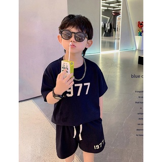Set 1977 áo thun cotton ngắn tay cho bé trai mùa hè xuất xin thời trang trẻ em