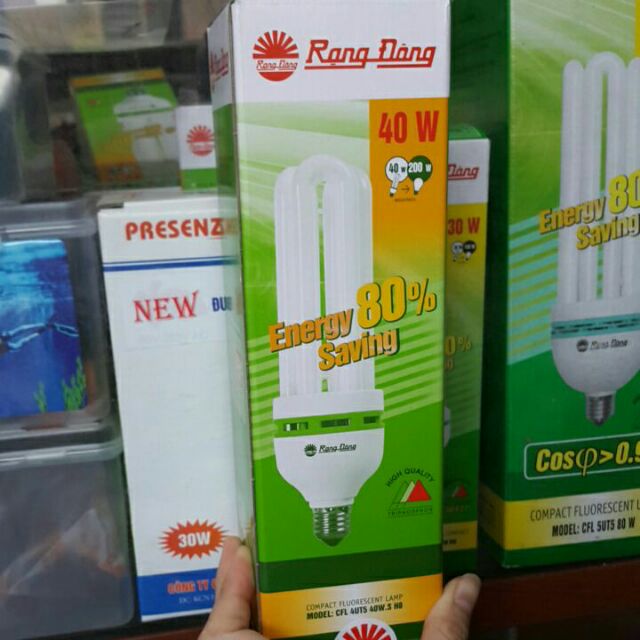 Freeship 99k TQ_BÓNG ĐÈN TIẾT KIỆM ĐIỆN 80% HUỲNH QUANG COMPACT RẠNG ĐÔNG CFL 4UT5 40W.S H8 E27