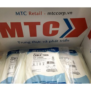 Túi 1000 Dây thít, dây rút nhựa màu trắng 200×2.5mm cao cấp GT200M nhập khẩu Giantlok-Thái Lan