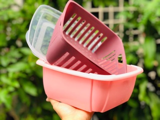 Bộ thau rổ đa năng có nắp (1 bộ gồm có 1 nắp,1 thau,1 rổ)
