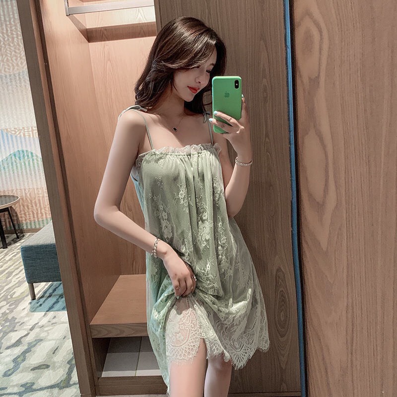 Đầm ngủ suông 2 dây ren | Váy ngủ bánh bèo gợi cảm xinh xắn