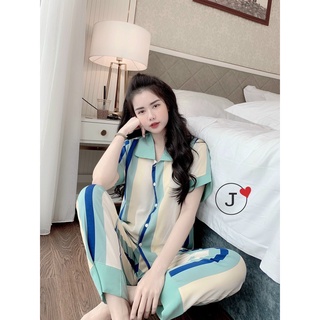 Đồ Ngủ Nữ Pyjama Thiết Kế Lụa Mango Ngắn Tay [FreeShip]