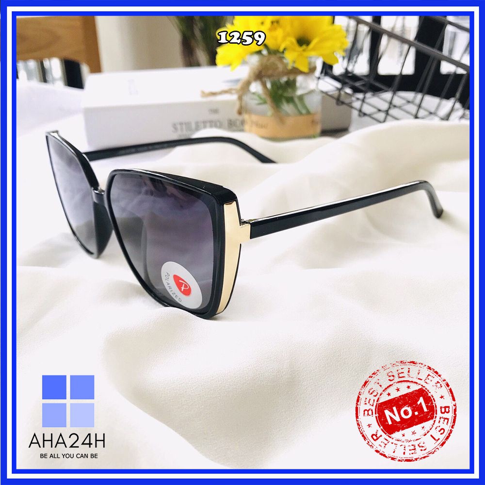 OTIS SHOP [GIÁ GÓC] KÍNH MÁT NỮ THỜI TRANG TRÒNG POLARIZED CAO CẤP GỌNG XI MẠ VÀNG AH1259