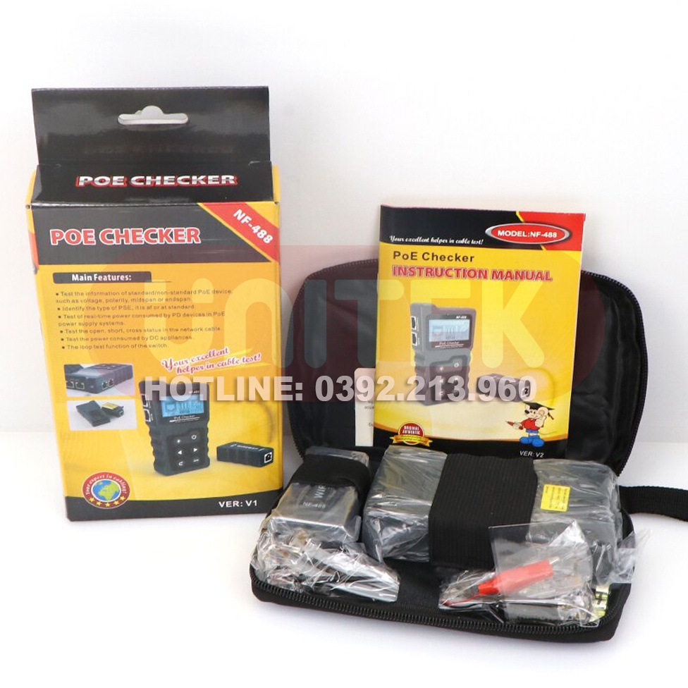 Máy Test Và Kiểm Tra Tín Hiệu Cáp Mạng POE NOYAFA NF-488