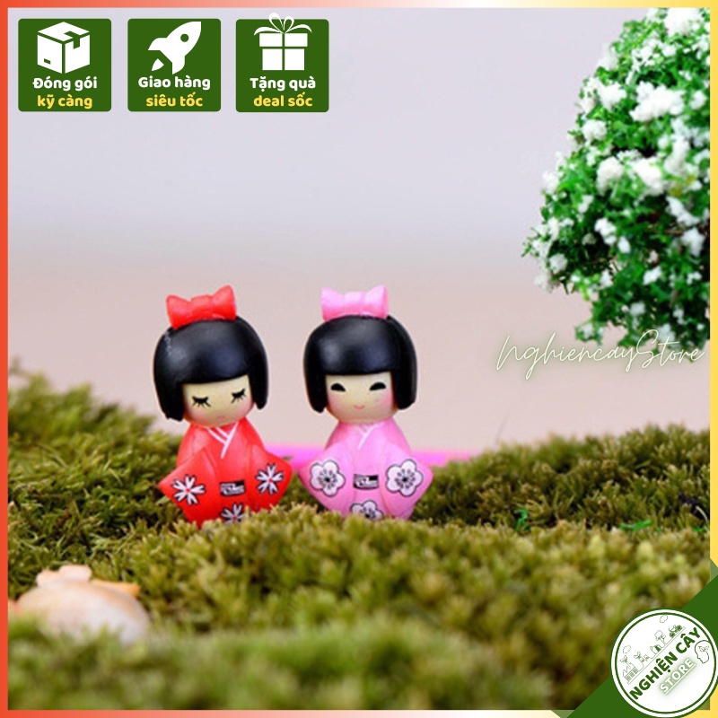 Phụ kiện Cô gái Kimono trang trí tiểu cảnh, cây cảnh, sen đá