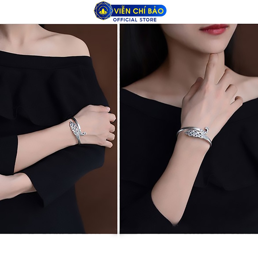 Vòng tay bạc nữ Khổng Tước Vạn Phúc chất liệu bạc Thái 925 thời trang phụ kiện trang sức Viễn Chí Bảo L000028