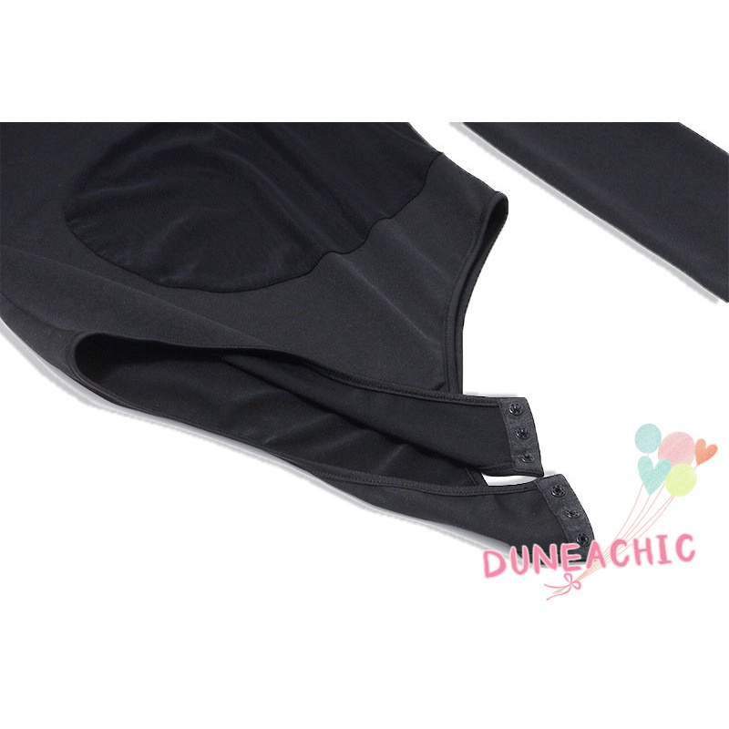 DUNEA Áo Liền Quần Tay Dài Dáng Ôm Phối Lưới Quyến Rũ Cho Nữ