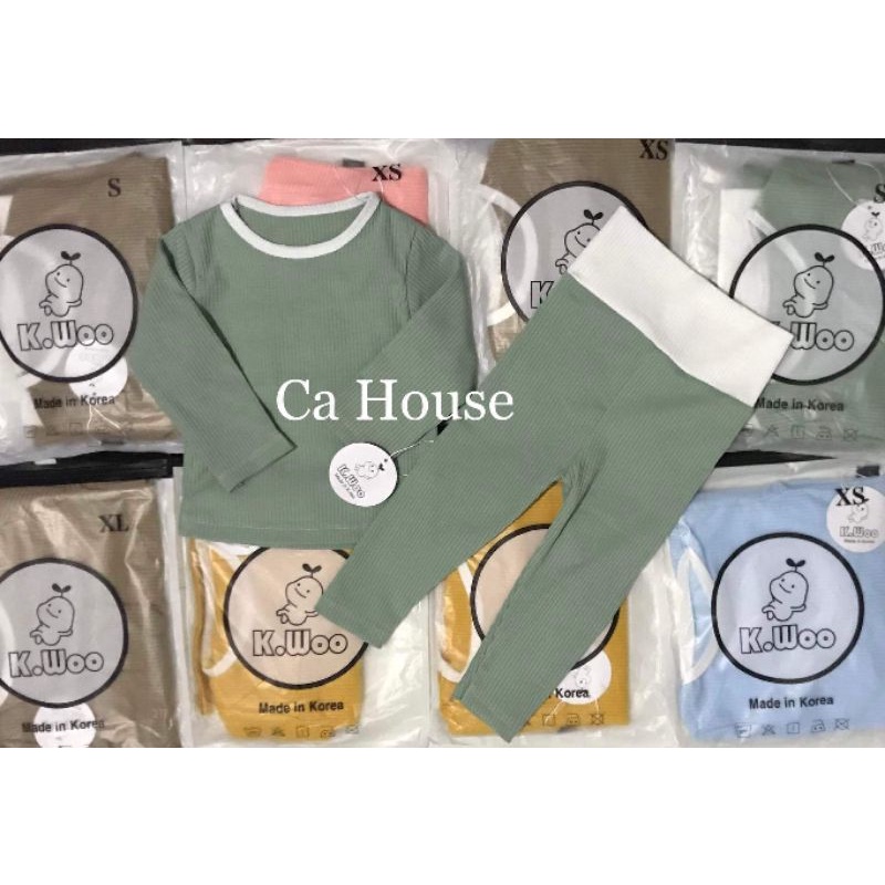 SALE đồ lẻ size !!! Bộ đồ dài tay cạp cao thun gân thu đông cho bé trai bé gái Kwoo