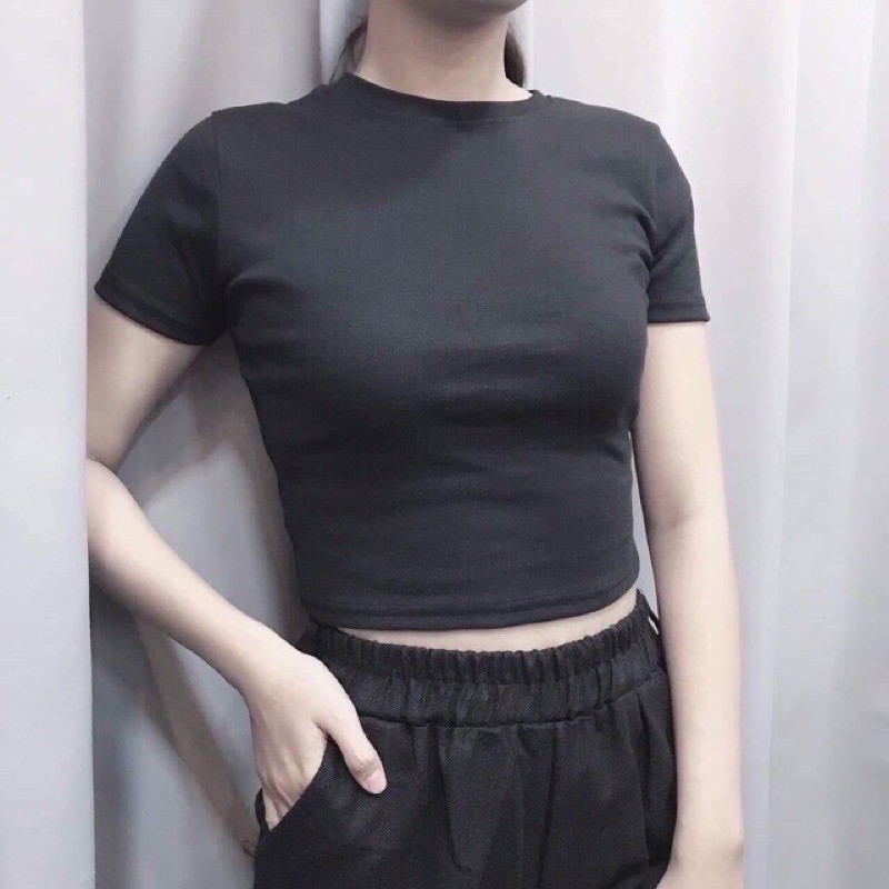 ÁO THUN CROPTOP NGẮN TAY TRƠN