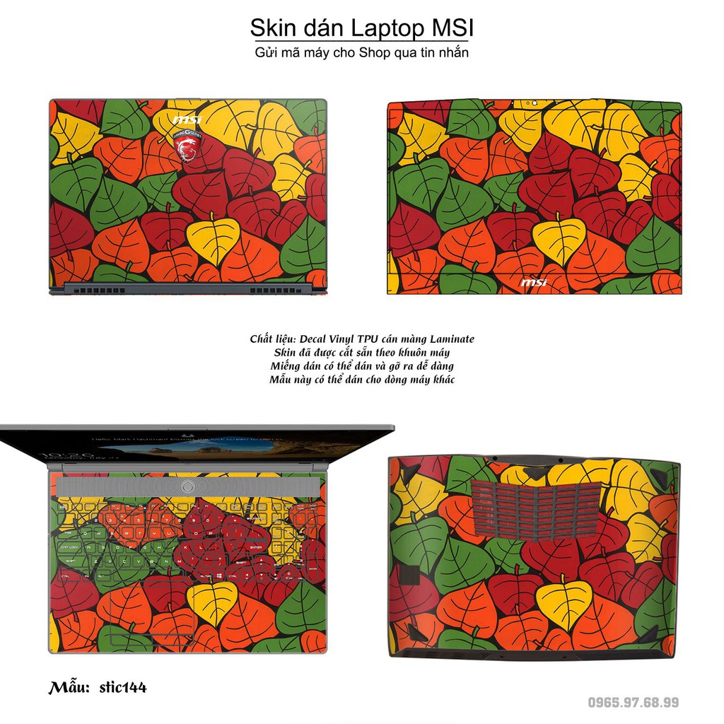 Skin dán Laptop MSI in hình Hoa văn sticker nhiều mẫu 24 (inbox mã máy cho Shop)