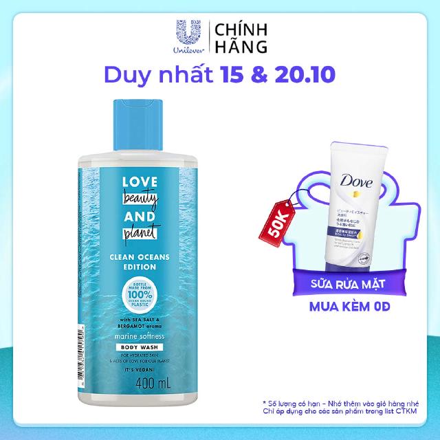 Sữa tắm Love Beauty And Planet Oceans Edition chăm da mềm mịn Marine Softness 400ml