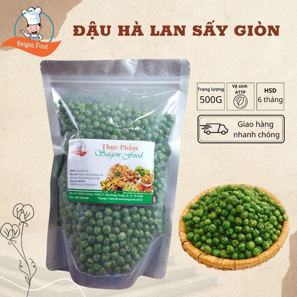 Đậu Hà Lan Sấy Giòn Saigonfood 500g