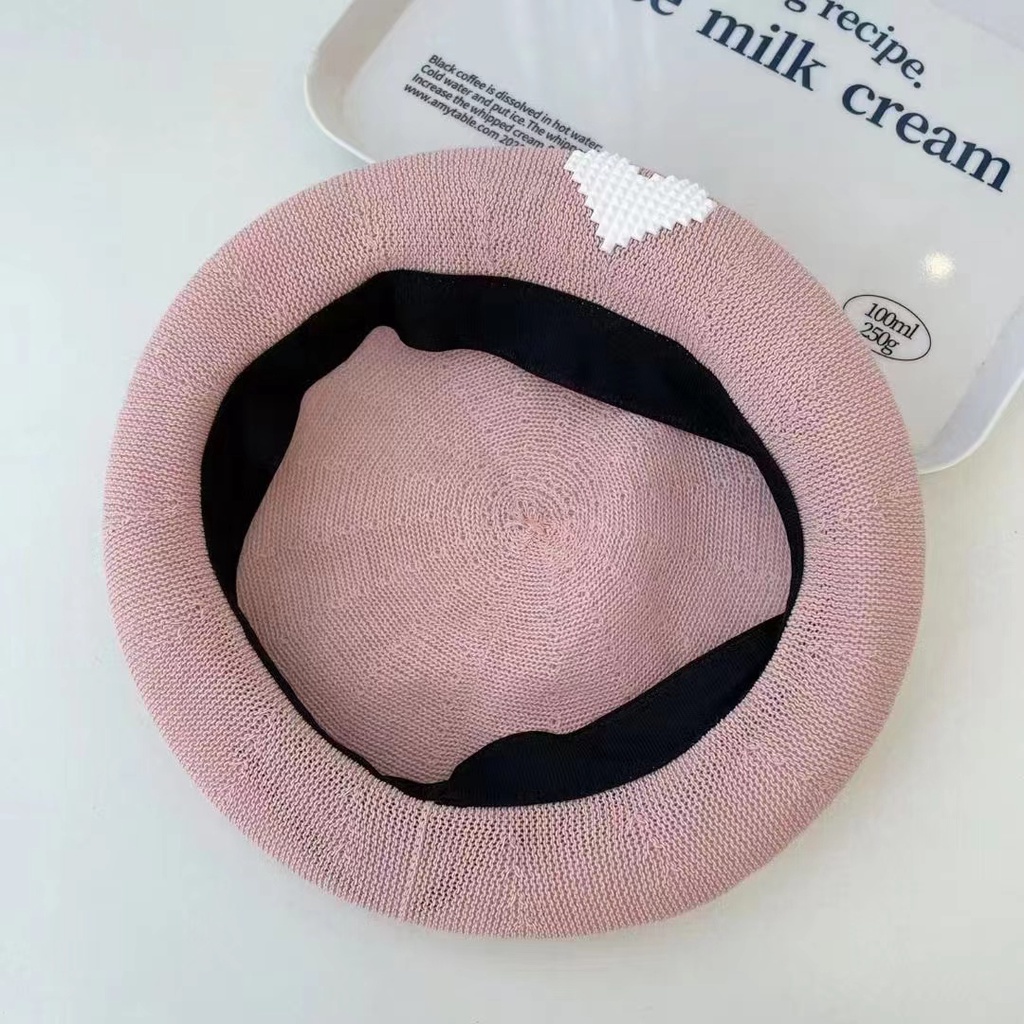 Mũ Beret Phối Lưới Mỏng Thoáng Khí Thời Trang Xuân Hè Phong Cách Họa Sĩ Mới Cho Nữ