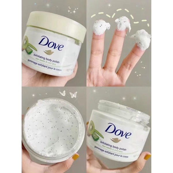 Tẩy da chết Dove Exfoliating Body Polish 225ml bản Đức, kem body Dove dưỡng ẩm mịn da