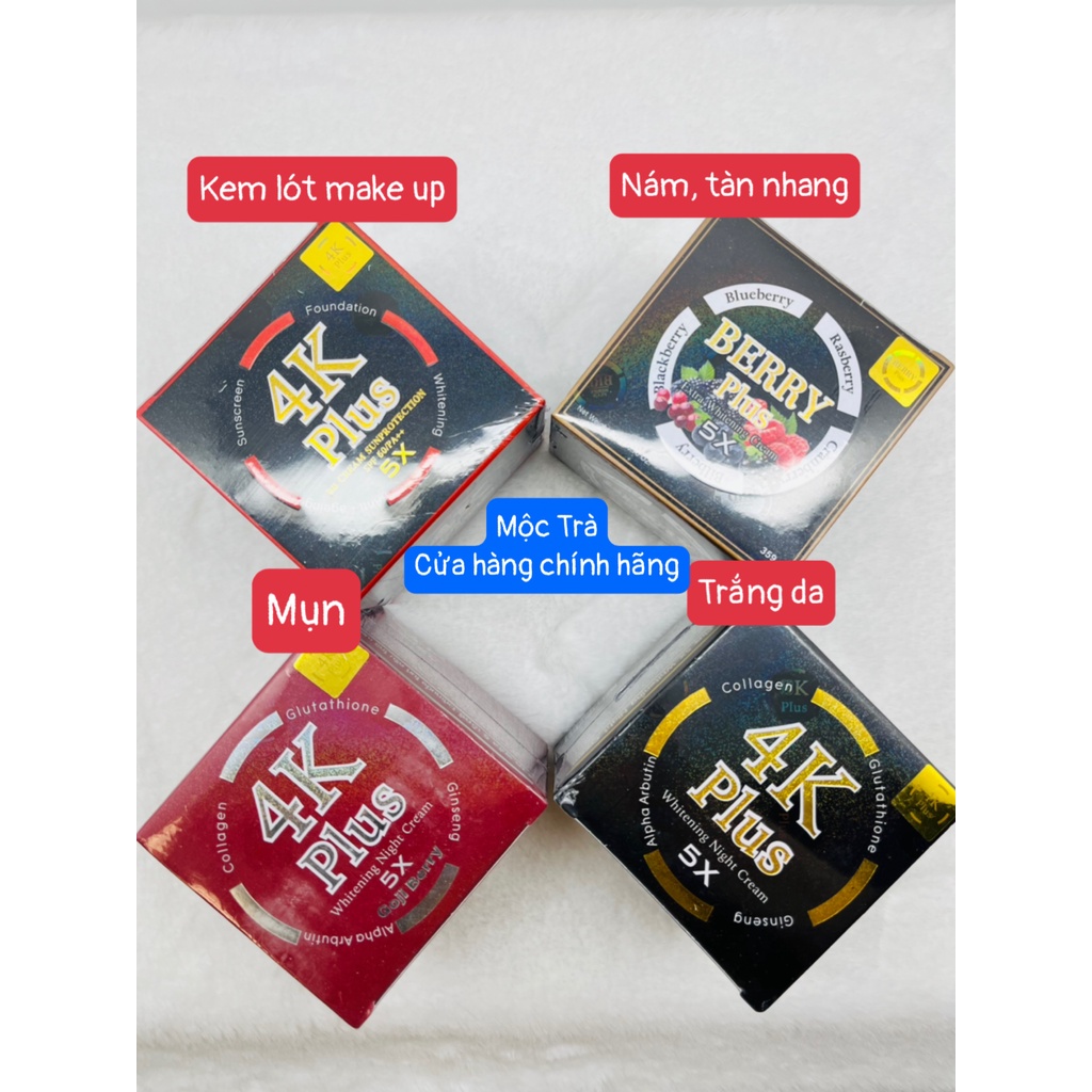 CHÍNH HÃNG - Mẫu mới - Kem 4K Plus Thái Lan (dưỡng trắng sáng), Kem 4K Berry Plus 5X (Khử Nám ,Tàn Nhang)