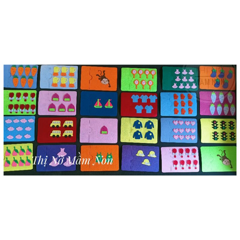 Combo 5-10 tranh ghép cho trẻ tập đếm đồ dùng tự tạo mầm non