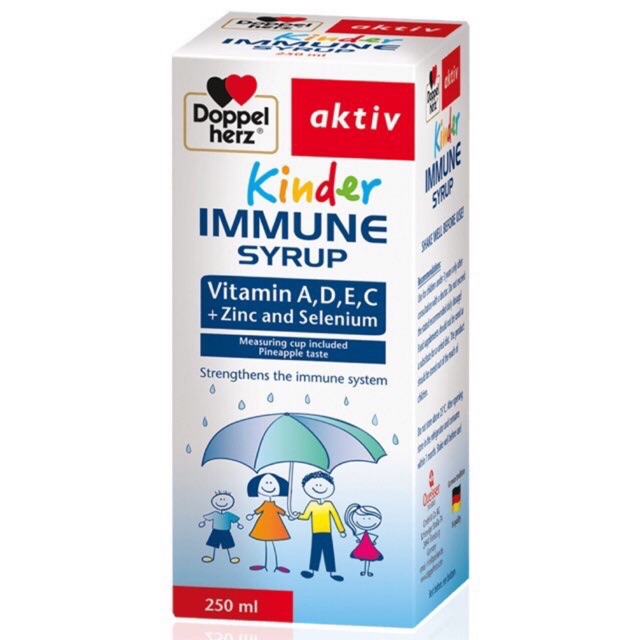 Tăng cường sức đề kháng cho trẻ Kinder Immune Syrup - Chính hãng Doppelherz Aktiv Đức