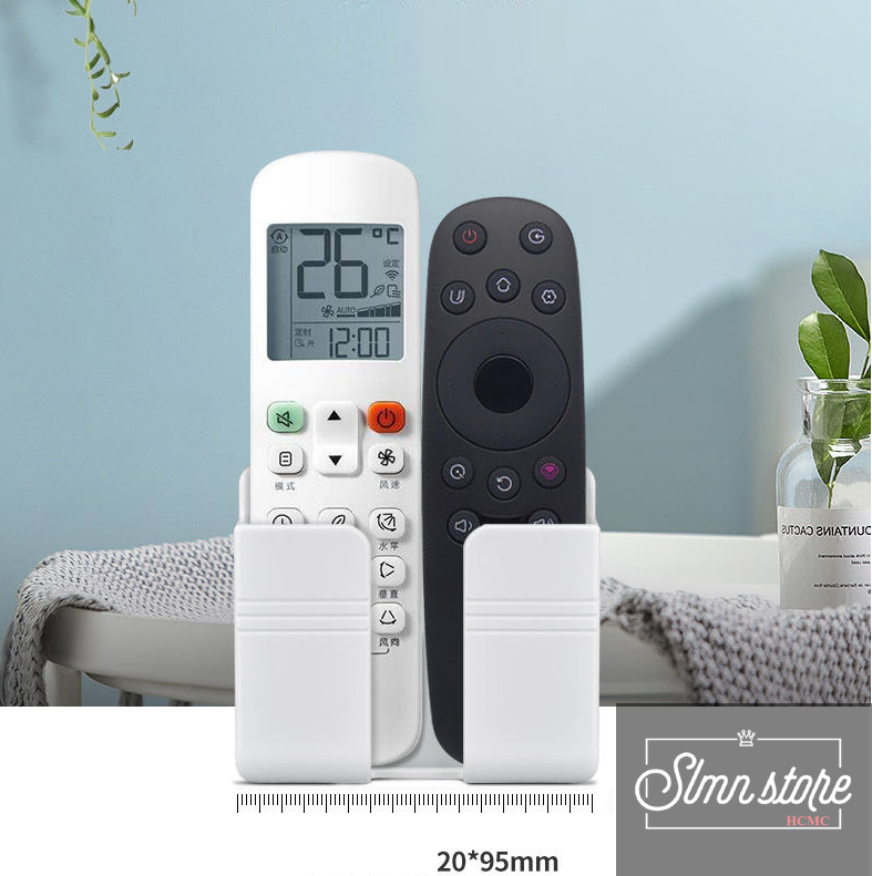 Giá đỡ dán tường treo remote máy lạnh đa năng, kệ treo sạc điện thoại, đầu dây điện tiện lợi giúp không gian gọn gàng.