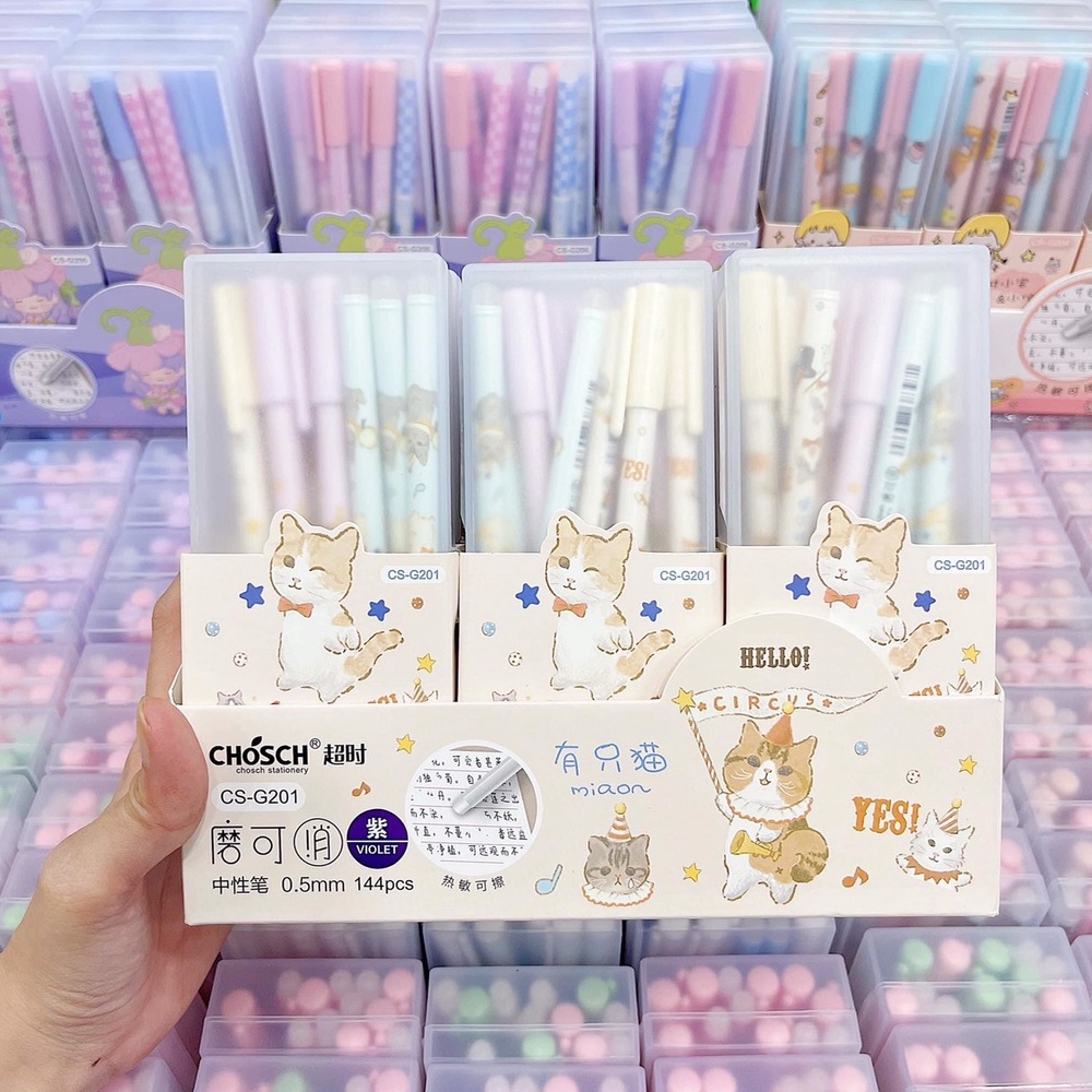 Sỉ 1 Lố bút gel bôi xóa được CHOSCH (12hộp/144cây) cao cấp đựng trong hộp nhựa