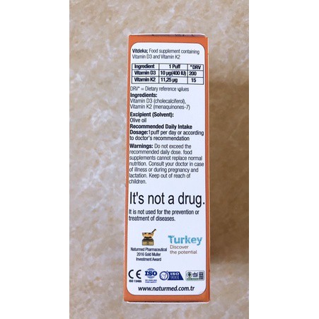 Vitdeka Spray d3k2 Dạng Xịt Bổ Sung Vitamin D3K2, Tăng Cường Hấp Thu Canxi Cho Trẻ Hộp 10ml