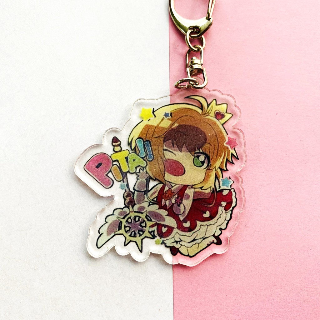 ( Mica trong acrylic) Móc khóa Cardcaptor Sakura Thủ lĩnh thẻ bài ver Pita! in hình anime chibi