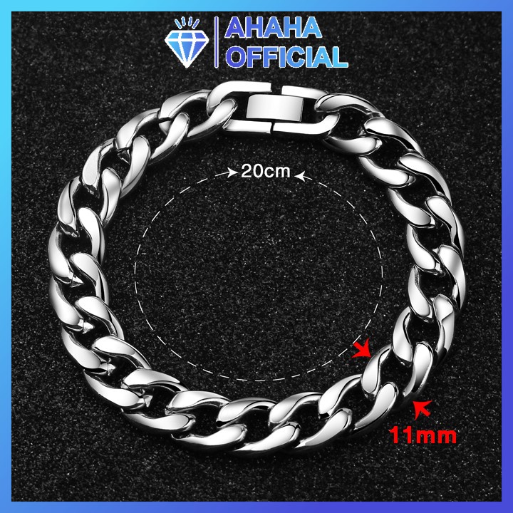 Lắc tay nam inox cao cấp rẻ đẹp kiểu lặc khóa bộ cao cấp ahaha.officical cỡ 11mm màu trắng thép không gỉ PTLTNA17