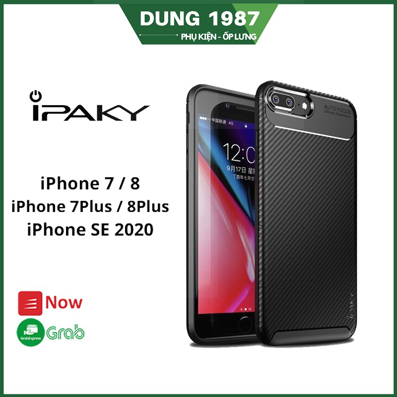 Ốp lưng iPhone 7/ 8/ SE 2020 hoặc iPhone 7 Plus/ 8 Plus - Chính hãng IPAKY - Mặt lưng CARBON chống bám vân tay