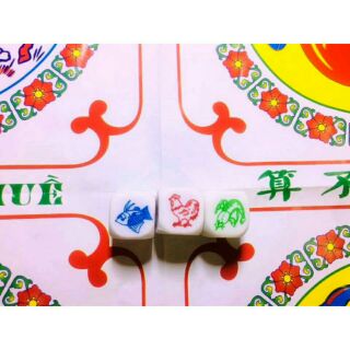 Bộ đồ chơi bầu cua cá cọp súc sắc bằng đá